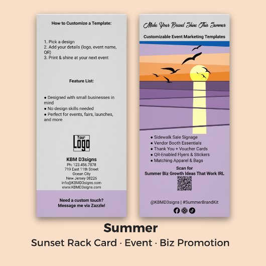 イベント、ブース、Smbマーケティング夏向けテンプレート ラックカード