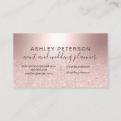 イベント・プランナのばら色の金ゴールドのグリッターのグラデーションな金属 名刺 (裏面)