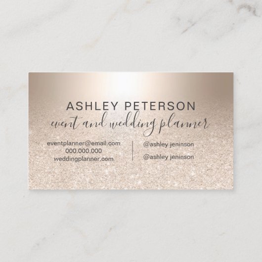 イベント・プランナのシックな金ゴールドのグリッターのグラデーションな金属 名刺 (裏面)