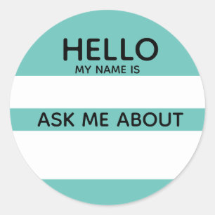 イベントHello Nameタグ頼Me About with any color ラウンドシール
