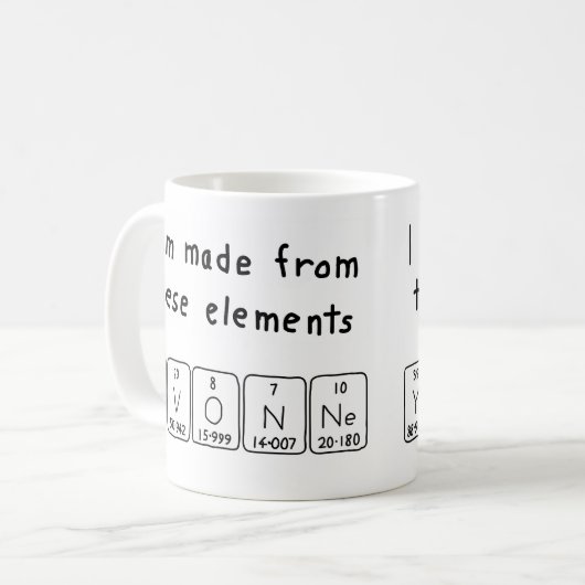 イボンヌの周期表の名前のマグ コーヒーマグカップ (正面左)