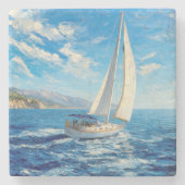 イマスト風帆船ペインティング ストーンコースター (正面)
