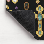 イミテーションバースストーンのクロスとルースがブラック上に マウスパッド (コーナー)