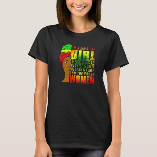 イムアジャマイカガール誇りを持ったジャマイカ女性 Tシャツ (正面)