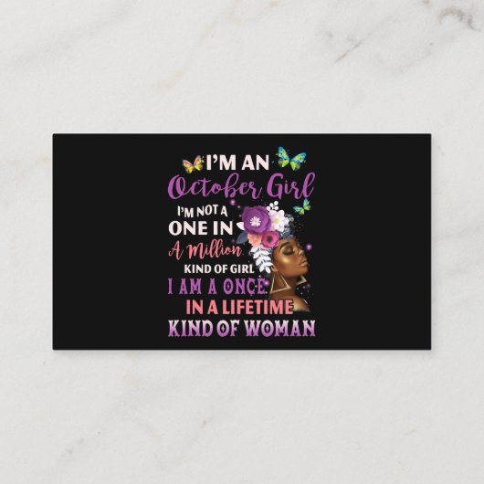 イムアンアフロブラックウィメンクイーン誕生日 名刺 (裏面)