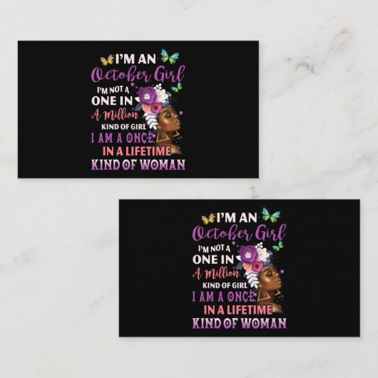 イムアンアフロブラックウィメンクイーン誕生日 名刺 (正面/裏面)