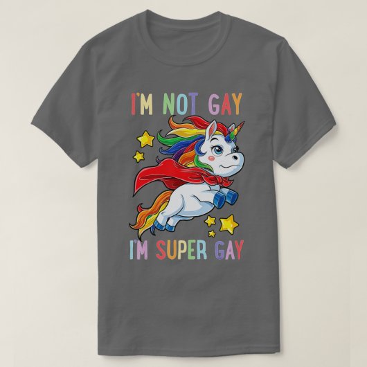イムゲイイムすごいゲイプライドLGB国旗のユニコーン Tシャツ (デザイン正面)