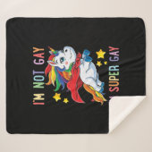 イムノイゲイイムすごいゲイプライドLGBT国旗のユニコーン シェルパブランケット (正面(横))