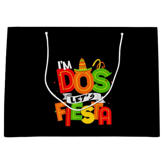 イム・ドス・タコ・トゥオズデイ2歳の誕生日プレゼント・キッド・ガール ラージペーパーバッグ (正面)