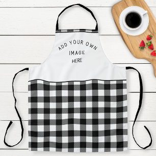 イメージまたはロゴの追加、白黒Buffalo Plaid エプロン