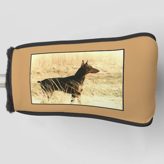 イメージを絵を描いている乾燥したリードのドーベルマン犬 ゴルフヘッドカバー (正面)