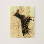 イメージを絵を描いている乾燥したリードのドーベルマン犬 ジグソーパズル (縦)