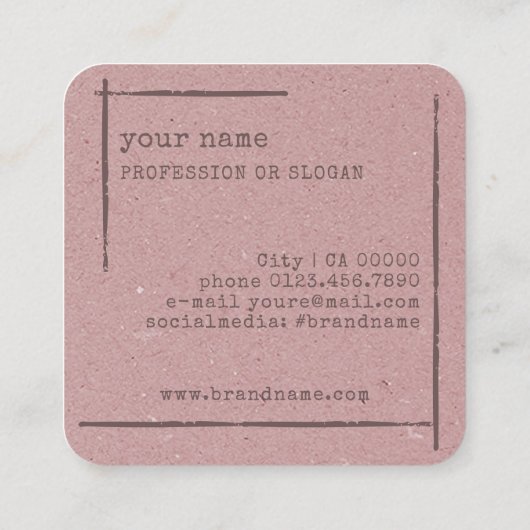 イメージテンプレート素朴フローラブティックフラワー スクエア名刺 (裏面)