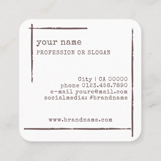 イメージテンプレート素朴フローラ花束花 スクエア名刺 (裏面)