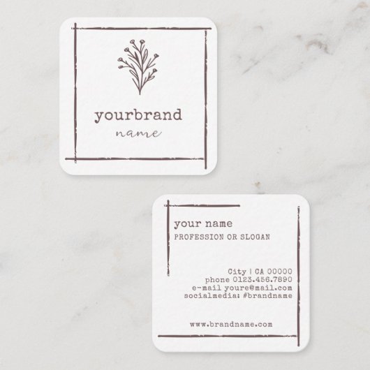 イメージテンプレート素朴フローラ花束花 スクエア名刺 (正面/裏面)