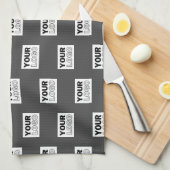 イメージデザインまたはビジネスロゴのタイル |グレー キッチンタオル (四つ折り)