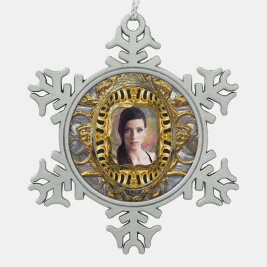 イメージバロックのスノーフレークを追加 スノーフレークピューターオーナメント (正面)