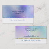 イメージブルーと紫の輝く虹色ガラス 名刺 (正面/裏面)