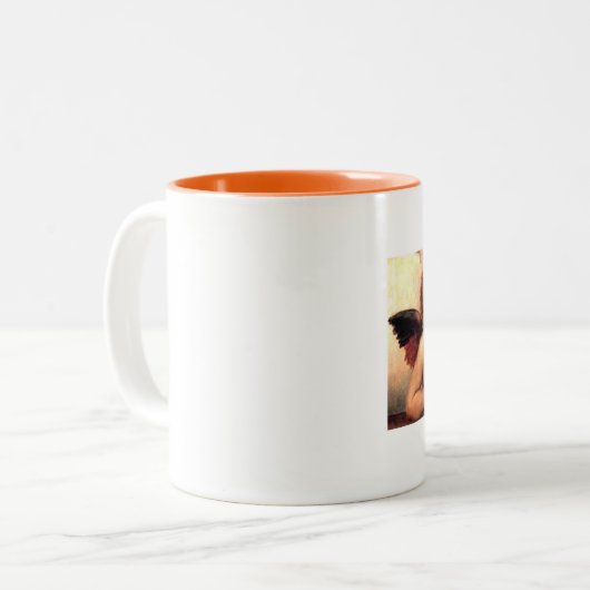 イメージ、天使のマグを絵を描いている有名なRaphaelの天使 ツートーンマグカップ (正面左)