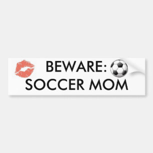 イメージ、kiss%20mark_mediumは、用心します: サッカーのお母さん バンパーステッカー