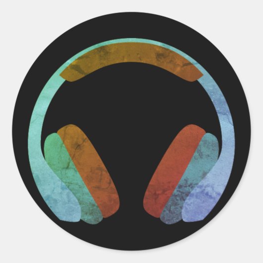 イヤフォン絵文字 ラウンドシール (正面)