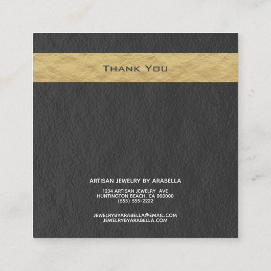 イヤモダンリング表示3組のグレー金ゴールド スクエア名刺 (裏面)