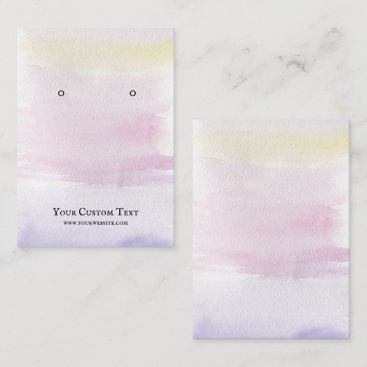 イヤリングのジュエリーの表示カード • パステル調の水彩画 名刺 (正面/裏面)