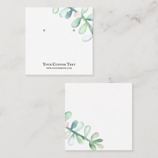 イヤリングのジュエリーの表示カード • 水気が多いサボテン スクエア名刺 (正面/裏面)