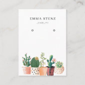 イヤリングのジュエリーの表示カード • 花盛りのサボテン 名刺 (正面)