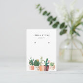 イヤリングのジュエリーの表示カード • 花盛りのサボテン 名刺 (スタンド正面)