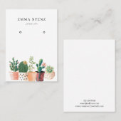 イヤリングのジュエリーの表示カード • 花盛りのサボテン 名刺 (正面/裏面)