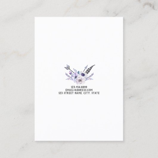 イヤリングのジュエリーの表示カード • Bohoの羽の花柄 名刺 (裏面)
