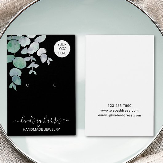 イヤリングウォーターカラーブラックジュエリーディスプレイカード