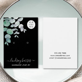 イヤリングウォーターカラーブラックジュエリーディスプレイカード