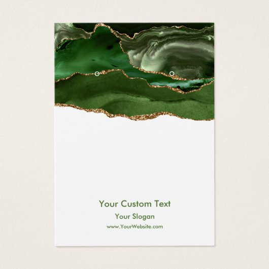 イヤリングジュエリーディスプレイカードエレガント、緑の大理石 (正面)