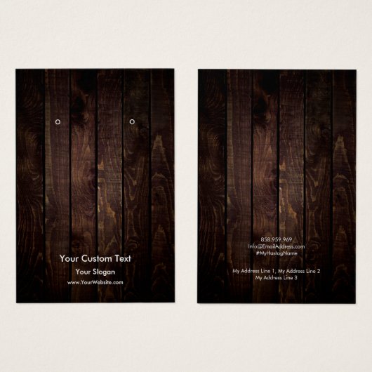 イヤリングジュエリーディスプレイカード素朴、木材をテーマにした (正面&裏面)