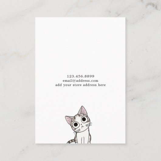 イヤリングジュエリーディスプレイカード・かわいい子猫 名刺 (裏面)