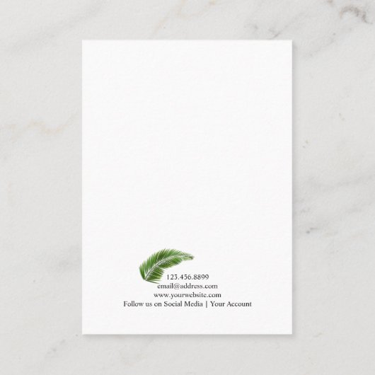 イヤリングジュエリーディスプレイカード・トロピカルパームリーフ 名刺 (裏面)