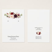 イヤリングジュエリーディスプレイカード、バーガンディフローラ (正面&裏面)