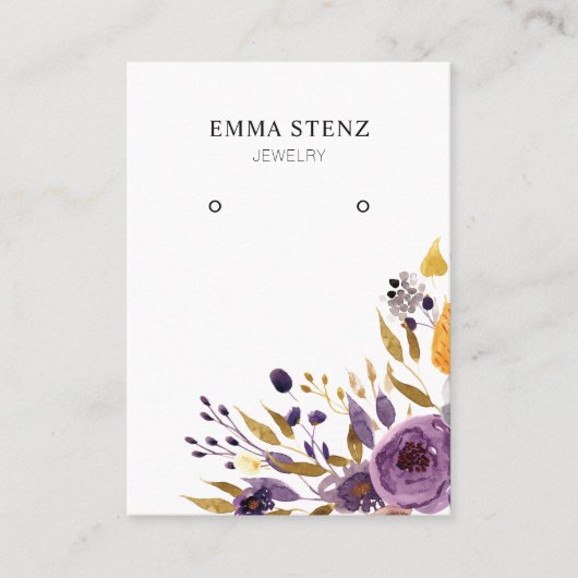 イヤリングジュエリーディスプレイカード・パープルフローラ 名刺 (正面)
