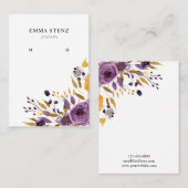 イヤリングジュエリーディスプレイカード・パープルフローラ 名刺 (正面/裏面)