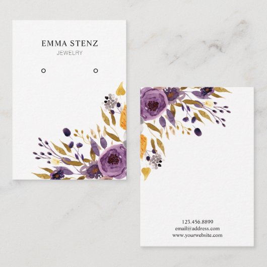 イヤリングジュエリーディスプレイカード・パープルフローラ 名刺 (正面/裏面)