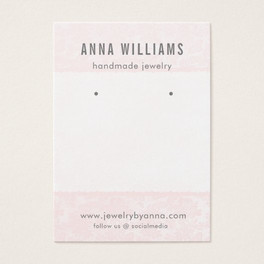 イヤリングジュエリーディスプレイカード・ピンクフローラレース (正面)