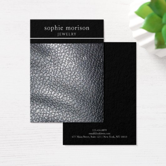 イヤリングジュエリーディスプレイカード・ブラックレザー (デスク)