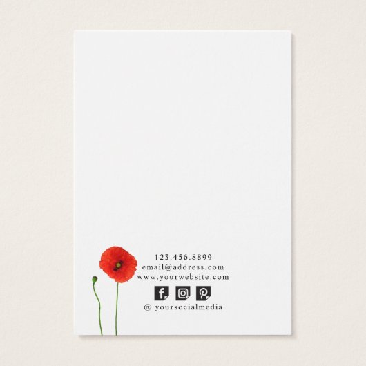 イヤリングジュエリーディスプレイカード・ポピーシンプル (裏面)