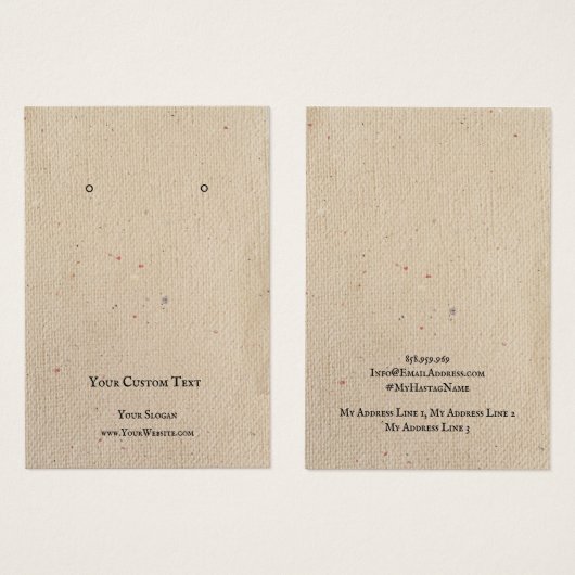 イヤリングジュエリーディスプレイカード、リサイクルブラウン紙 (正面&裏面)