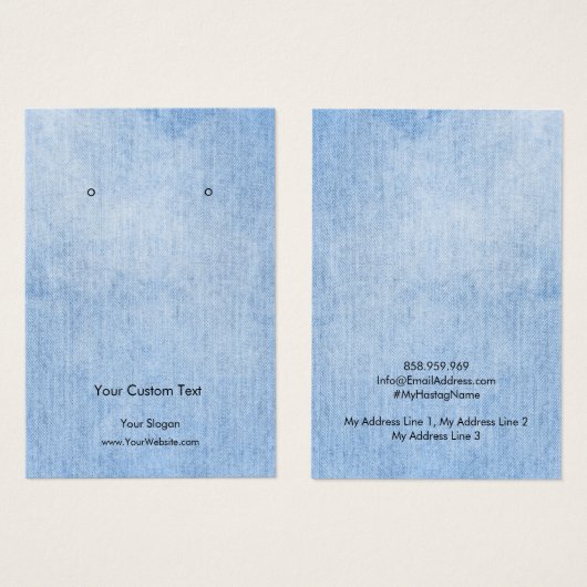 イヤリングジュエリーディスプレイカード、ヴィンテージデニムレース (正面&裏面)