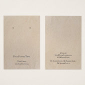 イヤリングジュエリーディスプレイカード、ヴィンテージブラウンクラフト (正面&裏面)