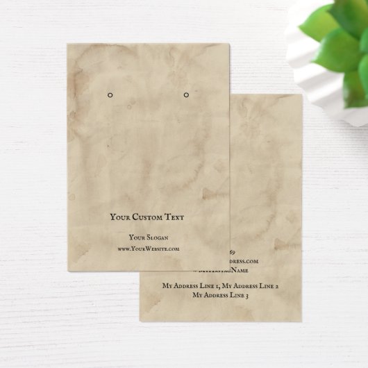 イヤリングジュエリーディスプレイカード、古い茶色のテクスチャ (デスク)