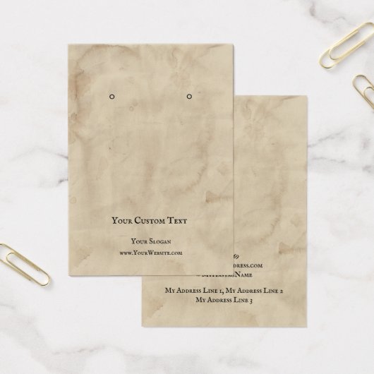 イヤリングジュエリーディスプレイカード、古い茶色のテクスチャ (オフィス)